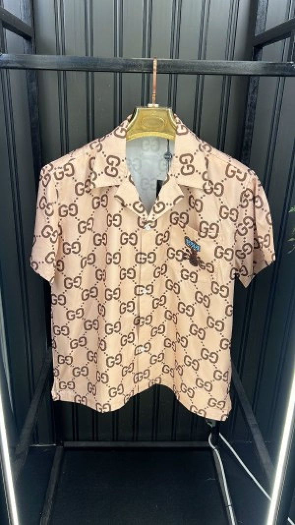 Gucci GG Full Monogram Half Sleeves Shirt Beige