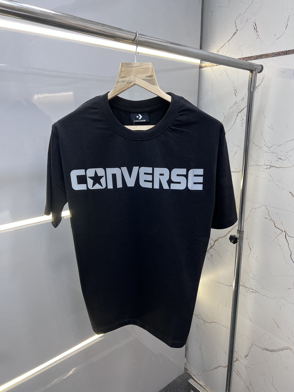 Converse Premium Reflective Logo Tshirt Black