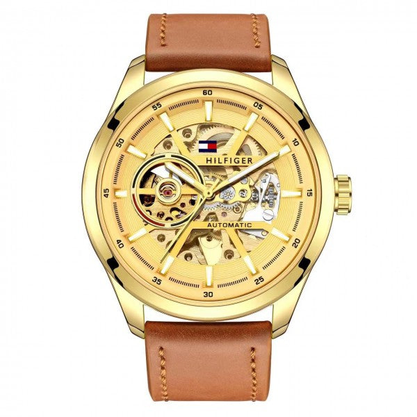 Tommy Hilfigher Automatic Leather Gold Brown