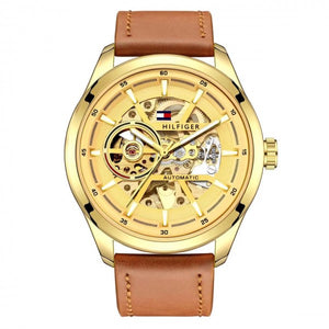 Tommy Hilfigher Automatic Leather Gold Brown