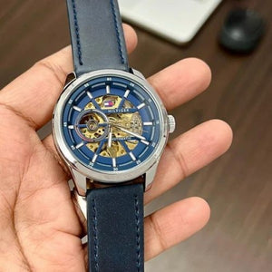 Tommy Hilfigher Automatic Leather Silver Blue
