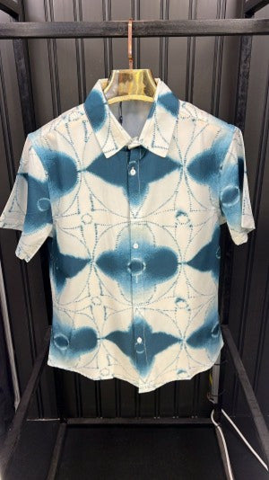 Louis Vuitton Big Monogram Blue Shaded Half Sleeves Shirt