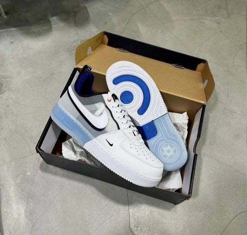 Nike Airforce 1 Low React Split white Blue Double Swoosh [ Semi UA Quality ]