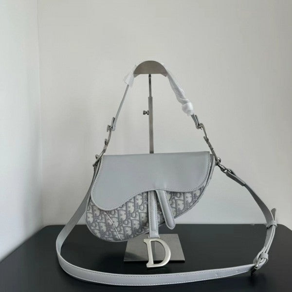 Christian Dior Saddle Leather Canvas Grey