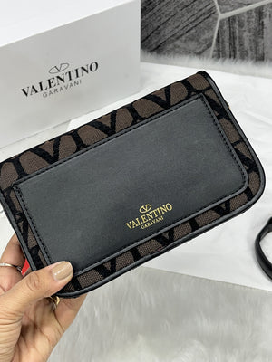 Valentino V Lock Coffee Small Shoulder Bag