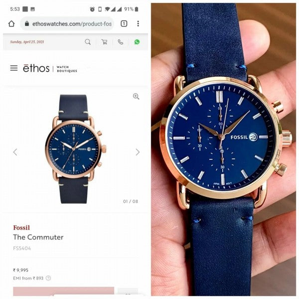 Fossil commuter Blue Gold