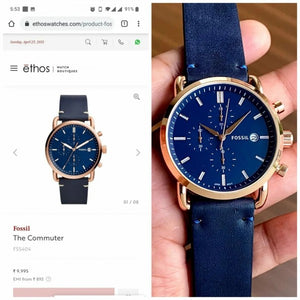 Fossil commuter Blue Gold