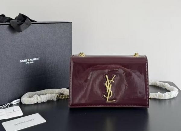 Ysl Patent Leather Wine Flap Bag