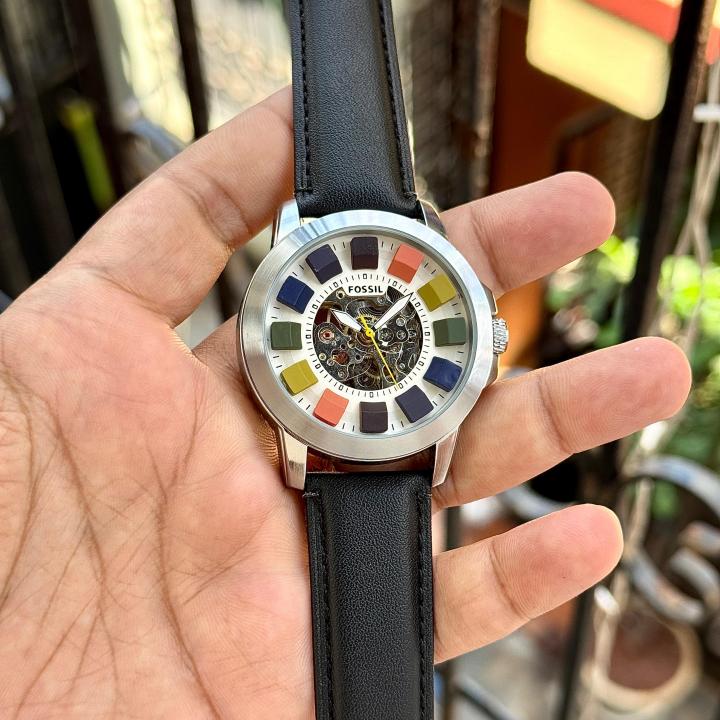 Fossil Grant Skeleton Rainbow Edition Silver Black