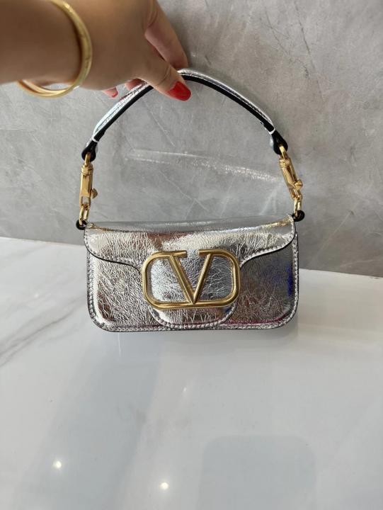 Valentino V Lock Silver Small