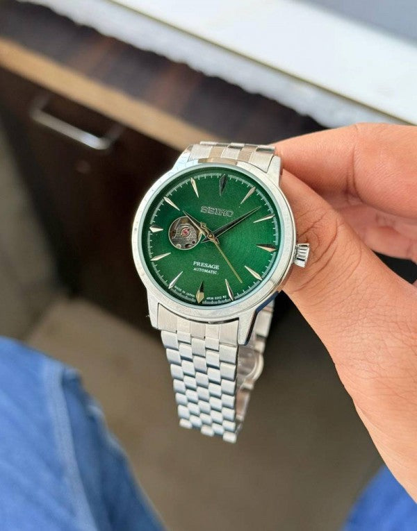Seiko Presage Classic Open Heart Silver Green