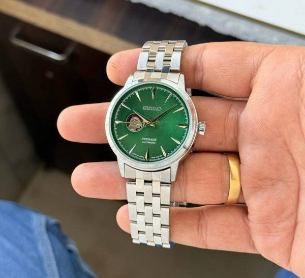 Seiko Presage Classic Open Heart Silver Green