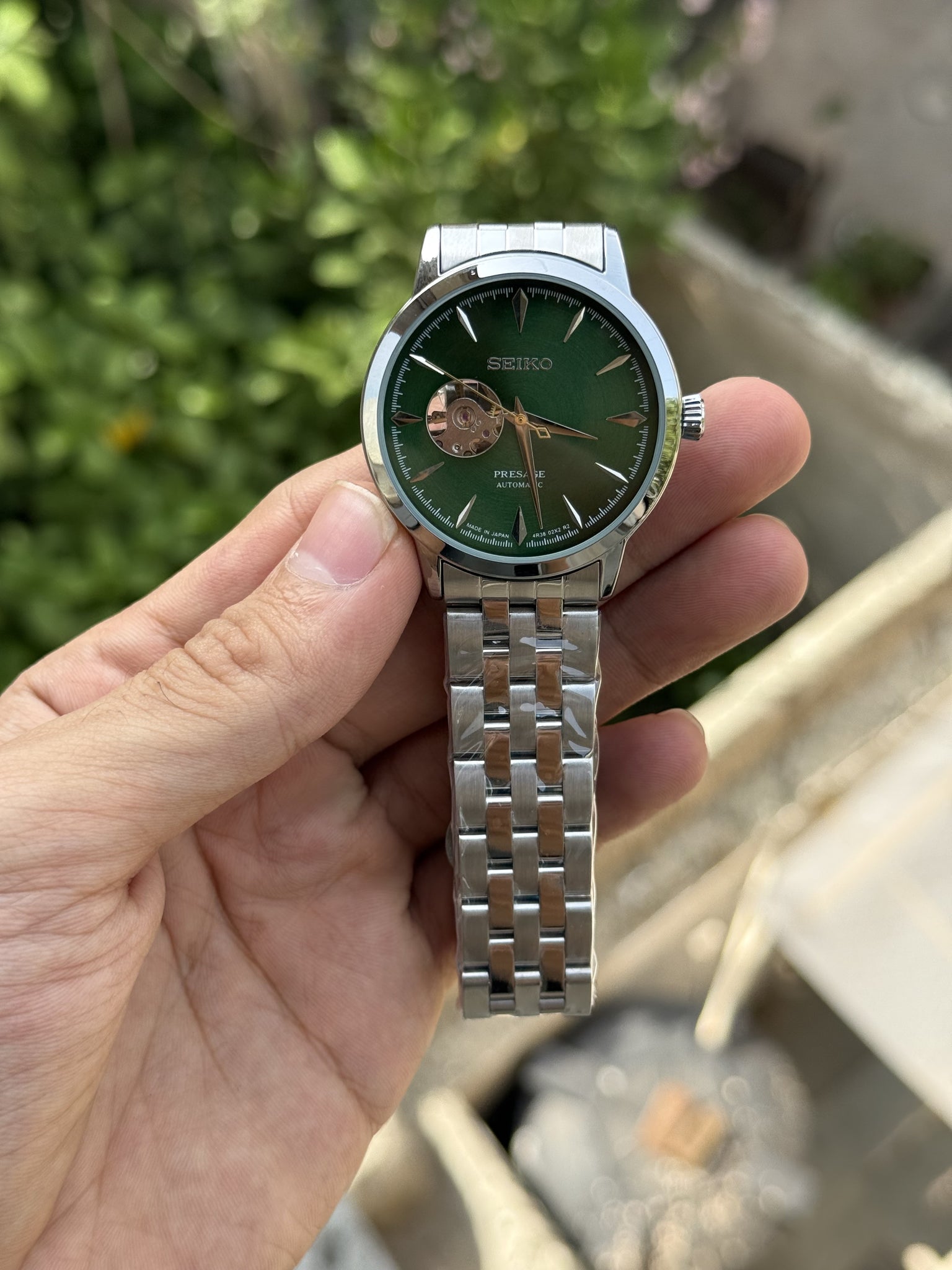 Seiko Presage Classic Open Heart Silver Green