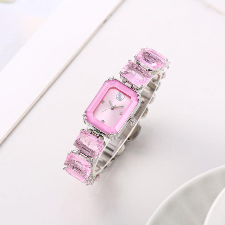 Swarovski Octagon Silver Pink Gems