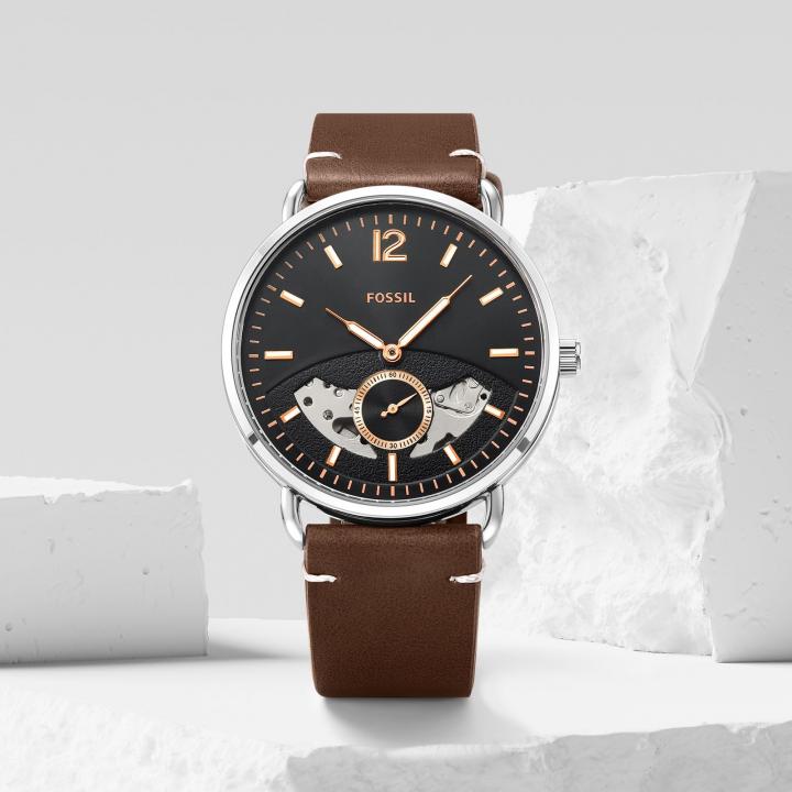 Fossil Commuter Twist Automatic Silver Brown