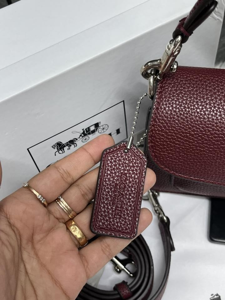 Coach Tabby 26 Silver Maroon