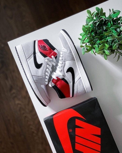 Jordan Retro 1 High Smoke Grey Red Suede Quality