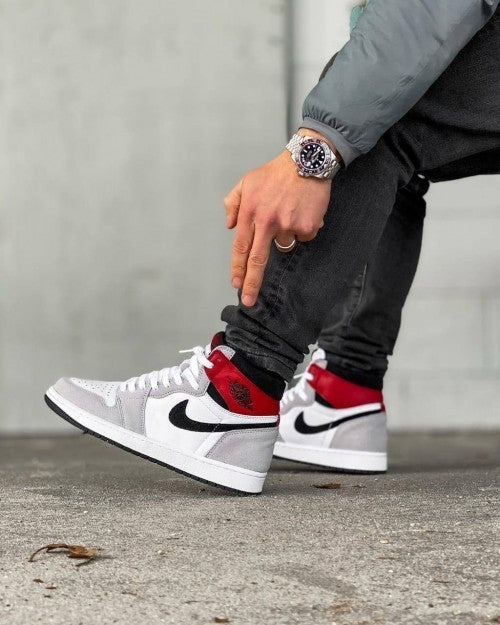 Jordan Retro 1 High Smoke Grey Red Suede Quality