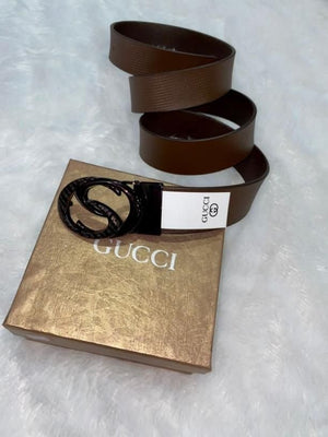 Gucci Brown BElt With Black Clip